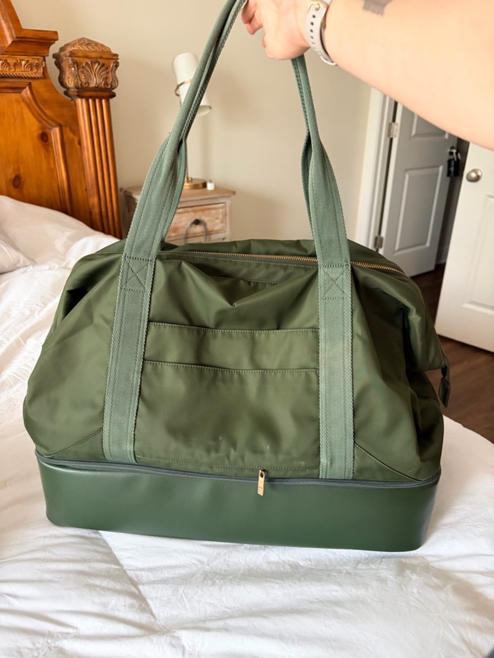 Buffbunny Olive Green Game Changer Duffel with Gold Hardware - Picture 3 of 11